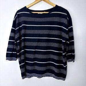 Gerard Darel Paris Striped‎ Knit Top Women's Pullover 3/4 Sleeve